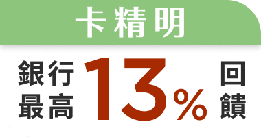 卡精明：銀行最高回饋 13%